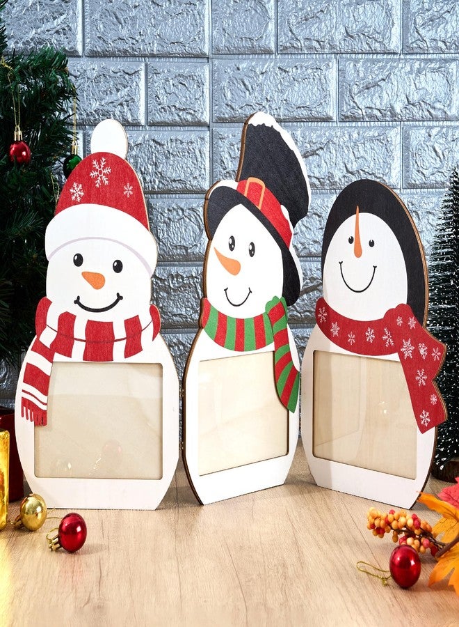 APUDWN 2025 Christmas Picture Frame, 4 x 6 Snowman Wooden Picture Frame, 3 Hinge Decorative Xmas Holiday Gift for Winter Home Table Tabletop Display Home Indoor Fireplace Party - Image 3